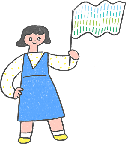 旗を持つ女性のイラスト